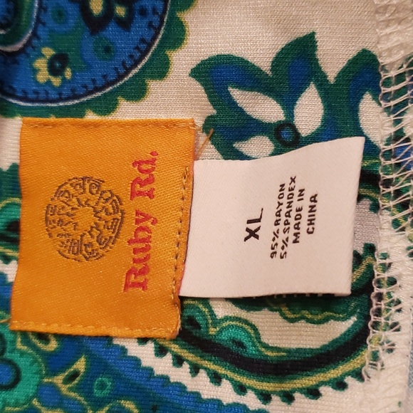 Ruby Rd Lady's Crewneck Rouched Tied Side With Neckline Embellishments - Picture 8 of 9